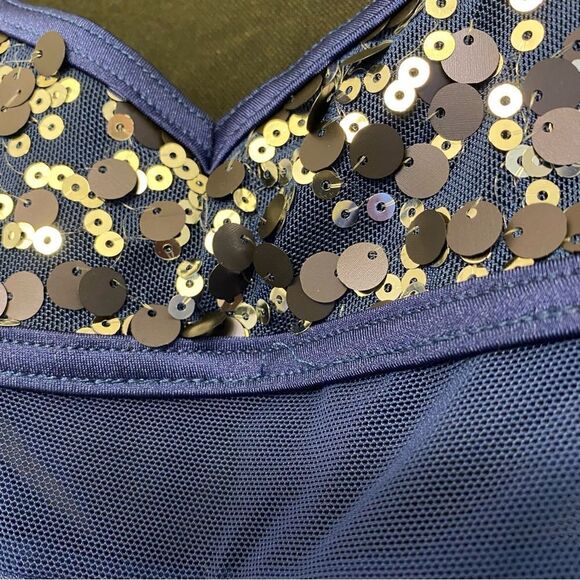 WEISSMAN Dance Costume navy blue sequin long sleeve High Hopes 11964 child MC - Picture 8 of 10